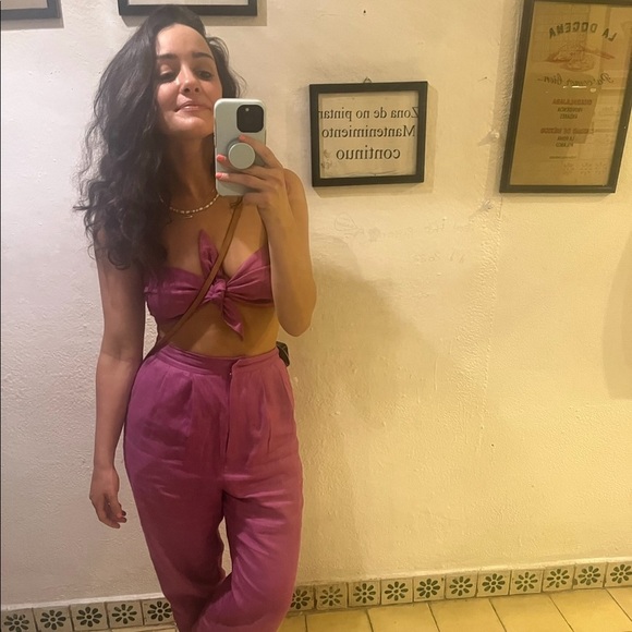 ADRIANA DEGREAS LINEN FUSHIA SET! RARE - Picture 5 of 8